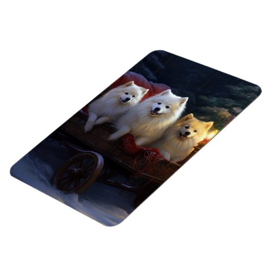 Amerikaanse Eskimo Snowy Sleigh Kerst Decor Magneet (Linkerzijde)