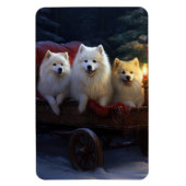 Amerikaanse Eskimo Snowy Sleigh Kerst Decor Magneet (Verticaal)