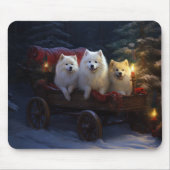 Amerikaanse Eskimo Snowy Sleigh Kerst Decor Muismat (Voorkant)