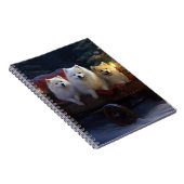 Amerikaanse Eskimo Snowy Sleigh Kerst Decor Notitieboek (Rechterzijde)