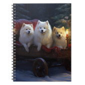 Amerikaanse Eskimo Snowy Sleigh Kerst Decor Notitieboek (Voorkant)