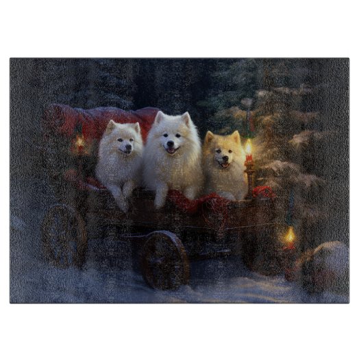 Amerikaanse Eskimo Snowy Sleigh Kerst Decor Snijplank (Voorkant)