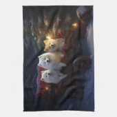 Amerikaanse Eskimo Snowy Sleigh Kerst Decor Theedoek (Verticaal)