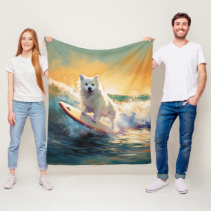 Amerikaanse Eskimo strand surfen schilderij Fleece Deken