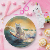 Amerikaanse Eskimo strand surfen schilderij Papieren Bordje (Feest)