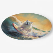 Amerikaanse Eskimo strand surfen schilderij Papieren Bordje (Gekanteld)