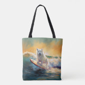 Amerikaanse Eskimo Strand Surfing Schilderij Tote Bag (Achterkant)