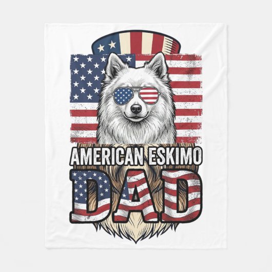 Amerikaanse Eskimo Vader Patriottische Vintage Hon Fleece Deken (Voorkant)