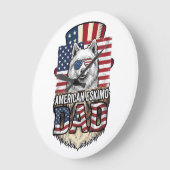 Amerikaanse Eskimo Vader Patriottische Vintage Hon Grote Klok (Hoek)