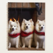 Amerikaanse Eskimohond bij de Openhaard Kerstmis Planner (Voorkant)