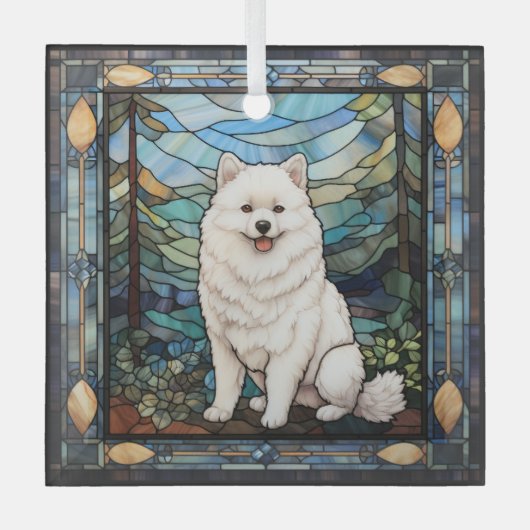 Amerikaanse Eskimohond Glas Ornament (Voorkant)