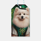 Amerikaanse Eskimohond in St. Patrick's Day-jurk Cadeaulabel (Voorkant)