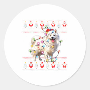 Amerikaanse Eskimohond Kerstverlichting Horrorshir Ronde Sticker