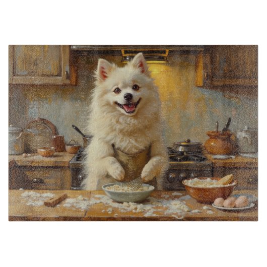 Amerikaanse Eskimohond Kookt in Keuken Snijplank (Voorkant)