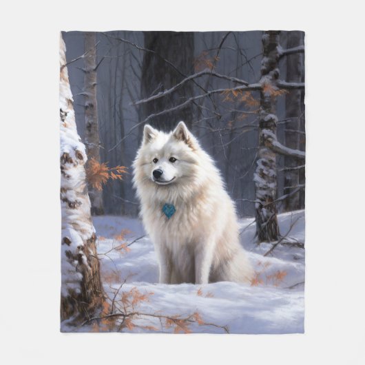 Amerikaanse Eskimohond Laat het sneeuwen Kerstmis Fleece Deken (Voorkant)