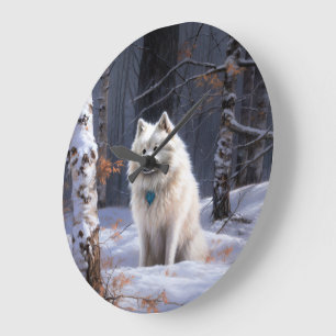 Amerikaanse Eskimohond Laat het sneeuwen Kerstmis Grote Klok