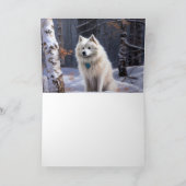 Amerikaanse Eskimohond Laat het sneeuwen Kerstmis Kaart (Binnen)