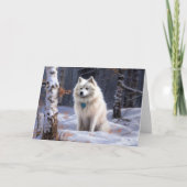 Amerikaanse Eskimohond Laat het sneeuwen Kerstmis Kaart (Voorkant)