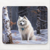 Amerikaanse Eskimohond Laat het sneeuwen Kerstmis Muismat (Voorkant)