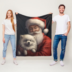 Amerikaanse Eskimohond met Kerstman Feestelijke Ke Fleece Deken