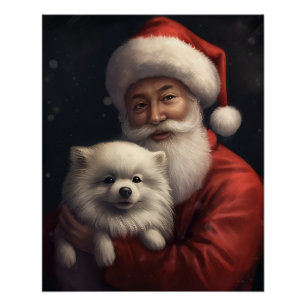 Amerikaanse Eskimohond met Kerstman Feestelijke Ke Perfect Poster