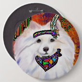 Amerikaanse Eskimohond Ronde Button 6,0 Cm (Voorkant /achterkant)