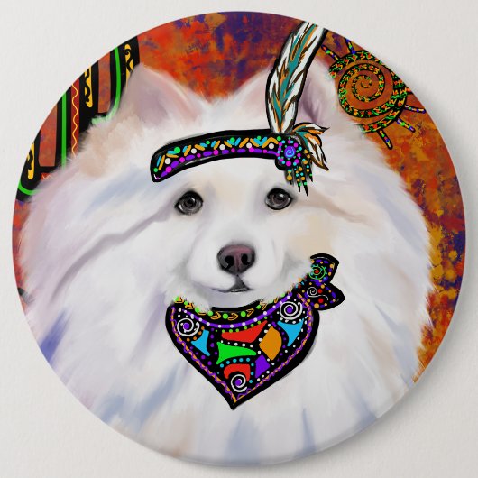 Amerikaanse Eskimohond Ronde Button 6,0 Cm (Voorkant)