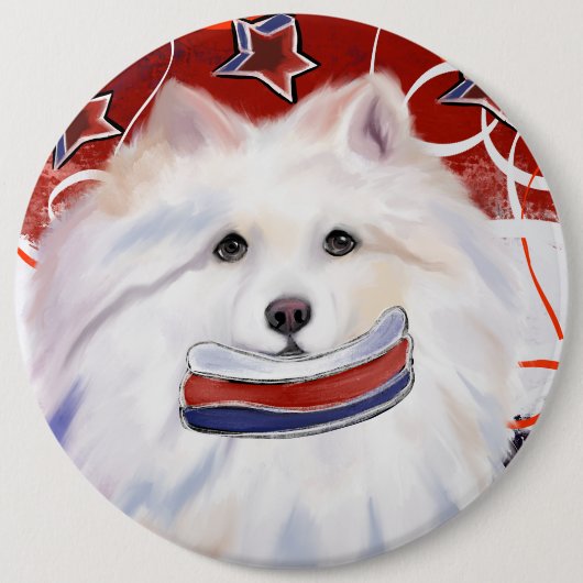 Amerikaanse Eskimohond Ronde Button 6,0 Cm (Voorkant)