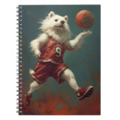 Amerikaanse Eskimohond Speelt Basketbal Notitieboek (Voorkant)