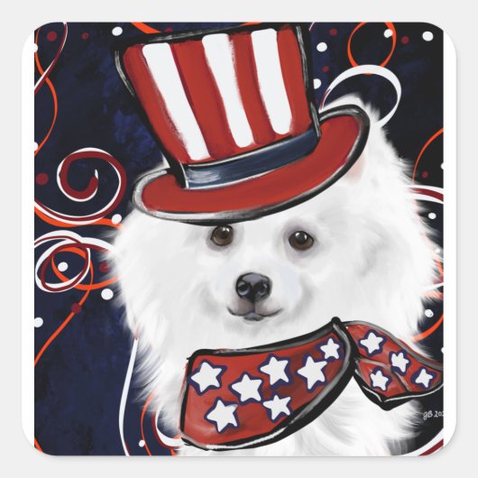 Amerikaanse Eskimohond  Vierkante Sticker (Voorkant)
