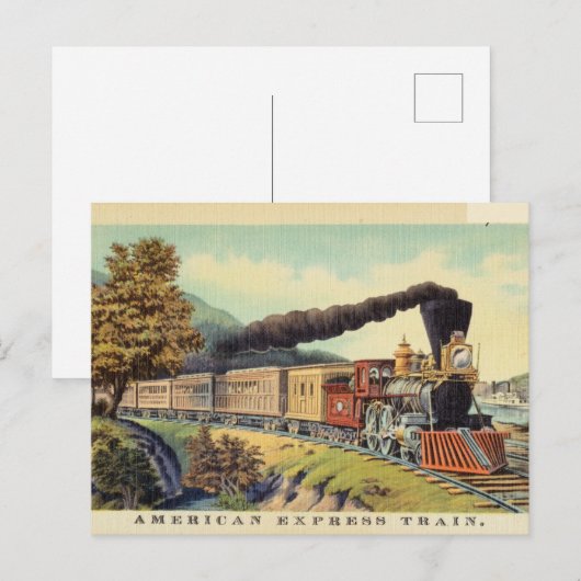  Amerikaanse Express Train Briefkaart (Voorkant / Achterkant)