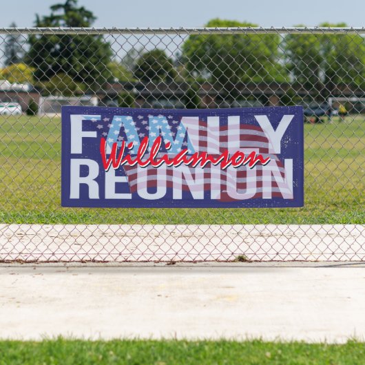 Amerikaanse Familiereünie Rood Wit Blauw Amerikaan Spandoek (Insitu)