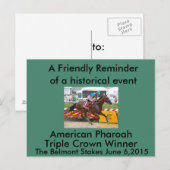 Amerikaanse farao Triple Crown Winner Briefkaart (Voorkant / Achterkant)