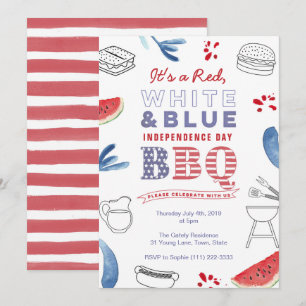 Amerikaanse Feestdagen BBQ Red White Blue Kaart