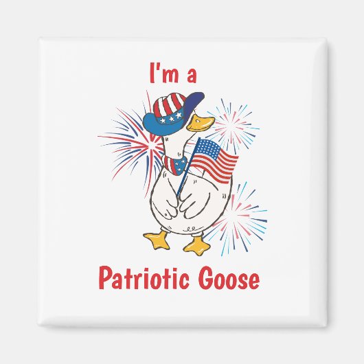 Amerikaanse Feestdagen Pret Patriottische Gans Magneet (Voorkant)