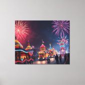 Amerikaanse Feestviering 4 juli Vuurwerk Canvas Afdruk (Voorkant)