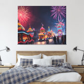 Amerikaanse Feestviering 4 juli Vuurwerk Canvas Afdruk (Insitu (Slaapkamer))