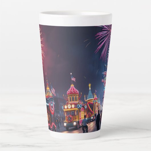 Amerikaanse Feestviering 4 juli Vuurwerk Latte Mok (Voorkant)