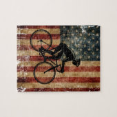 Amerikaanse filefiets met drukke vlag Puzzle Legpuzzel (Horizontaal)