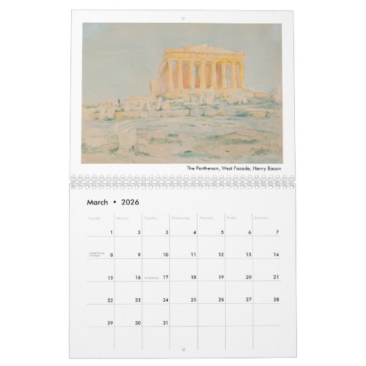 Amerikaanse Fine Art Waterverf Europe Schilderijen Kalender (Mar 2026)
