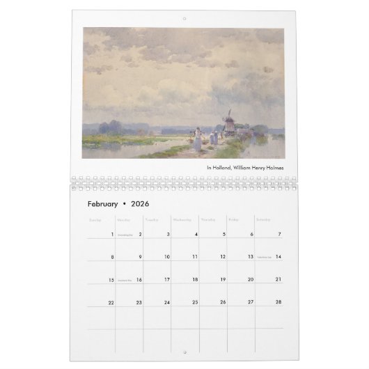 Amerikaanse Fine Art Waterverf Europe Schilderijen Kalender (Feb 2026)
