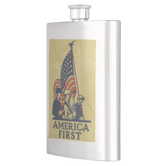 Amerikaanse First American Flag Patriots  tekst Heupfles (Links)