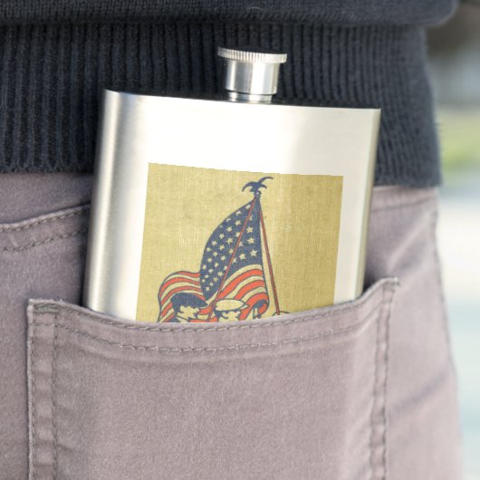 Amerikaanse First American Flag Patriots  tekst Heupfles (Voorbeeld)