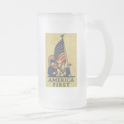 Amerikaanse First American Flag Patriots tekst Matglas Bierpul (Rechts)