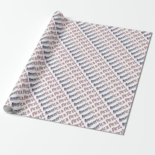 Amerikaanse First American Flag Typography Patriot Cadeaupapier (Uitgerold)