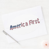 Amerikaanse First American Flag Typography Patriot Ovale Sticker (Envelop)