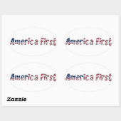 Amerikaanse First American Flag Typography Patriot Ovale Sticker (Vel)