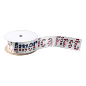 Amerikaanse First American Flag Typography Patriot Satijnen Lint (Spoel)