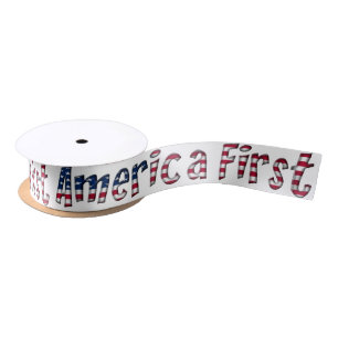 Amerikaanse First American Flag Typography Patriot Satijnen Lint