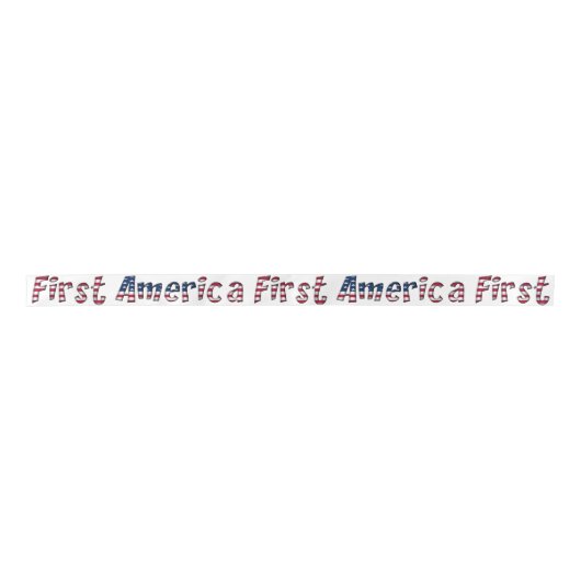 Amerikaanse First American Flag Typography Patriot Satijnen Lint (Voorkant)